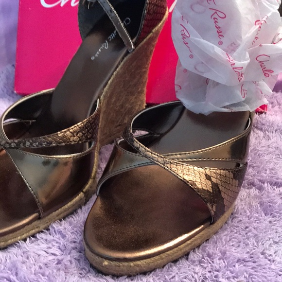 Charlotte Russe Espadrille Sandle Wedge Bronze Sz8 style Sandy NWB - Picture 2 of 8